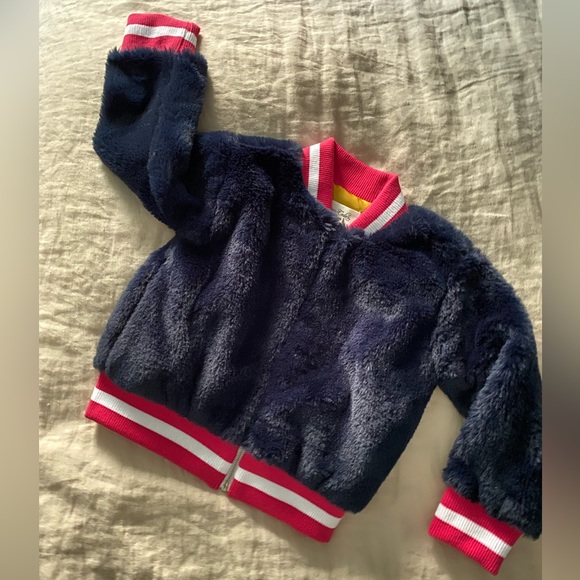 NWT girls sovereign code navy faux fur bomber jacket size 3T - Picture 2 of 3